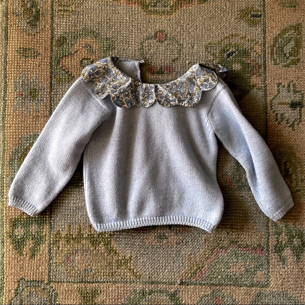 Pukatuka Liberty Print Girls Collar Sweater 3T Baby Blue